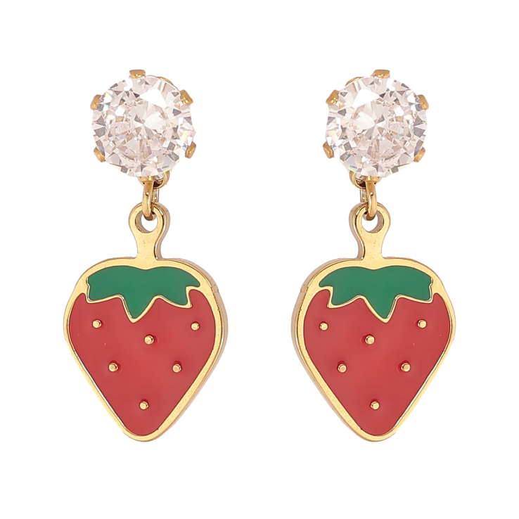 Серьги Xuping TTM Stainless Steel цвет 14К пусеты "Клубнички" фото №2 Серьги Xuping TTM Stainless Steel цвет 14К пусеты "Клубнички" фото №2