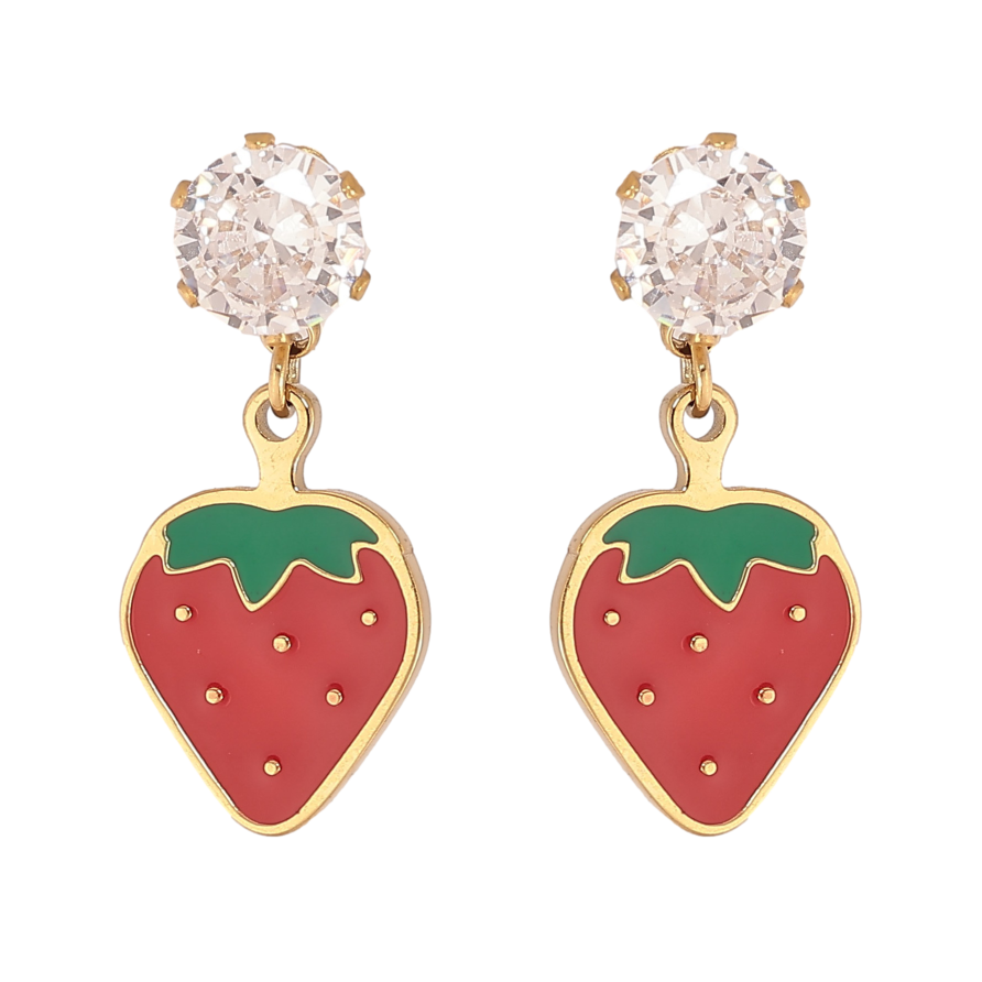 Серьги Xuping TTM Stainless Steel цвет 14К пусеты "Клубнички" фото №1