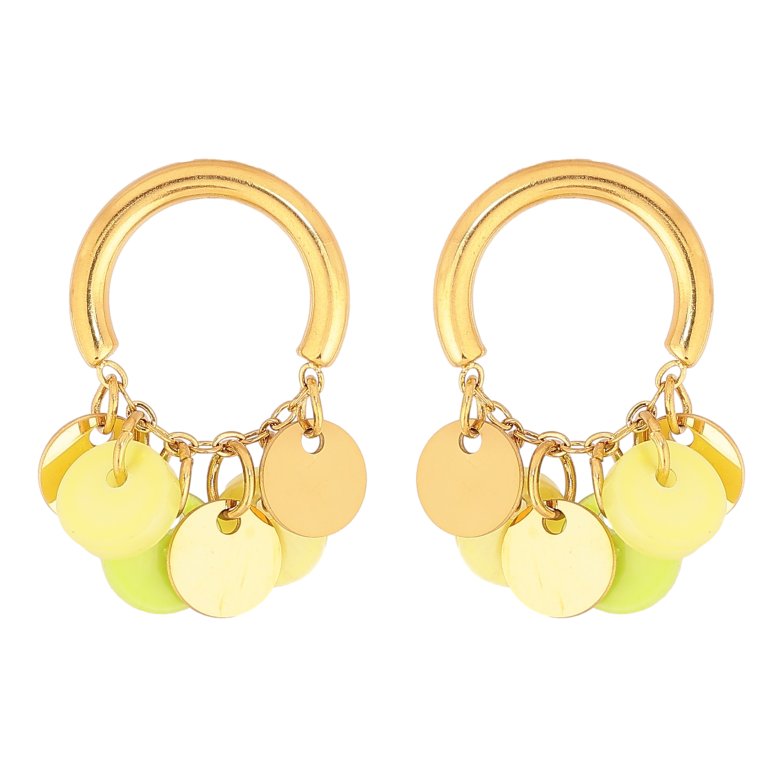 Серьги Xuping TTM Stainless Steel цвет 14К пусеты "Круги с цветными подвесками" фото №4