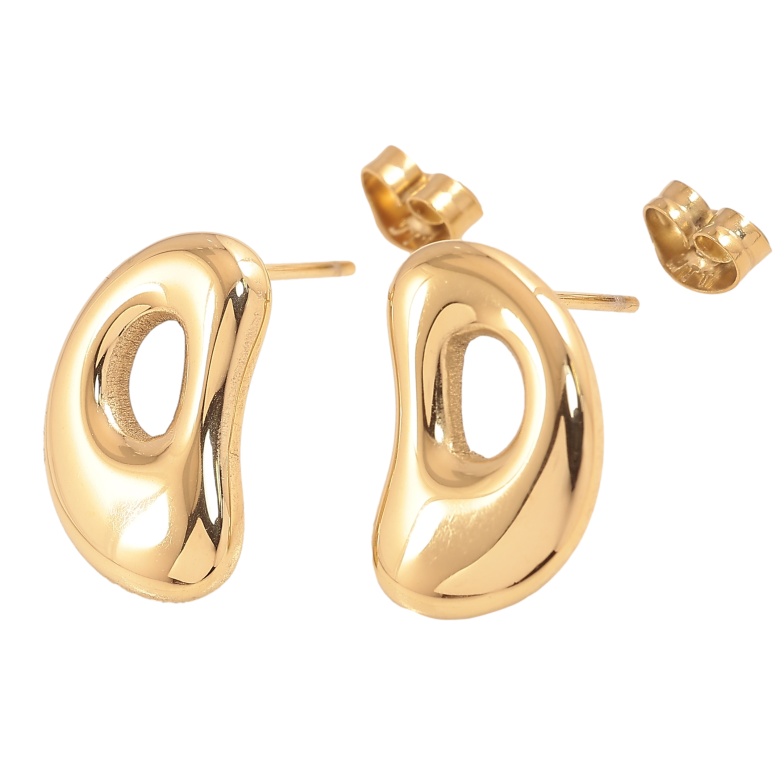 Сережки Xuping TTM Stainless Steel колір 14К пусети "Літери D" фото №1