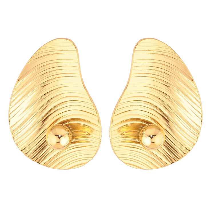 Серьги Xuping TTM Stainless Steel цвет 14К пусеты "Декоративный узор" фото №16