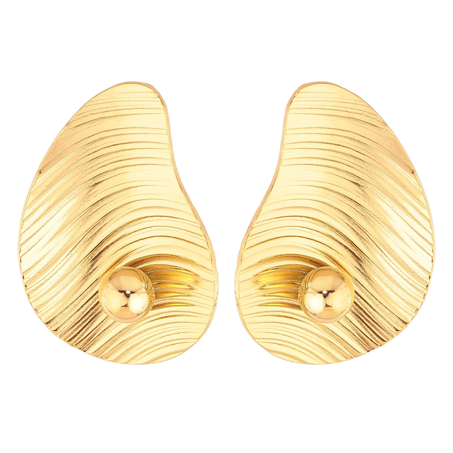 Сережки Xuping TTM Stainless Steel колір 14К пусети "Декоративний візерунок" фото №1