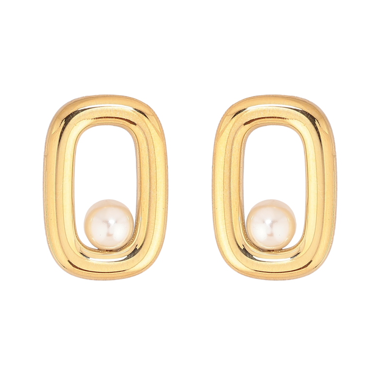 Серьги Xuping TTM Stainless Steel цвет 14К пусеты "Овальные с жемчужинами" фото №1 Серьги Xuping TTM Stainless Steel цвет 14К пусеты "Овальные с жемчужинами" фото №1