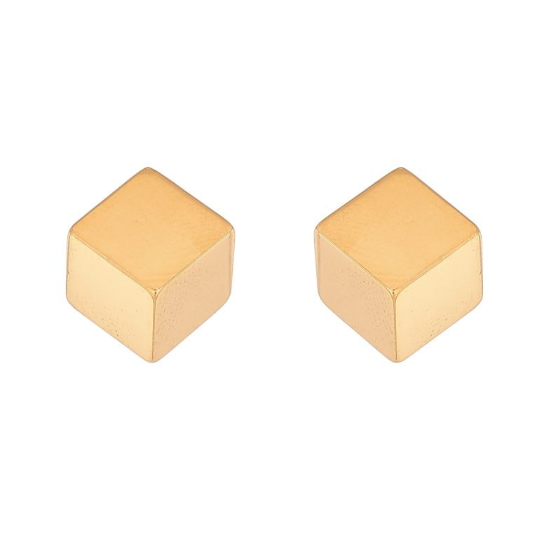 Серьги Xuping TTM Stainless Steel цвет 14К пусеты "Кубики" 8х8мм фото №1