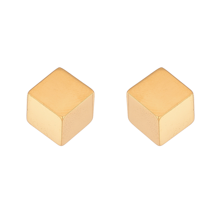 Сережки Xuping TTM Stainless Steel колір 14К пусети "Кубики" 8х8мм фото №1 Сережки Xuping TTM Stainless Steel колір 14К пусети "Кубики" 8х8мм фото №1