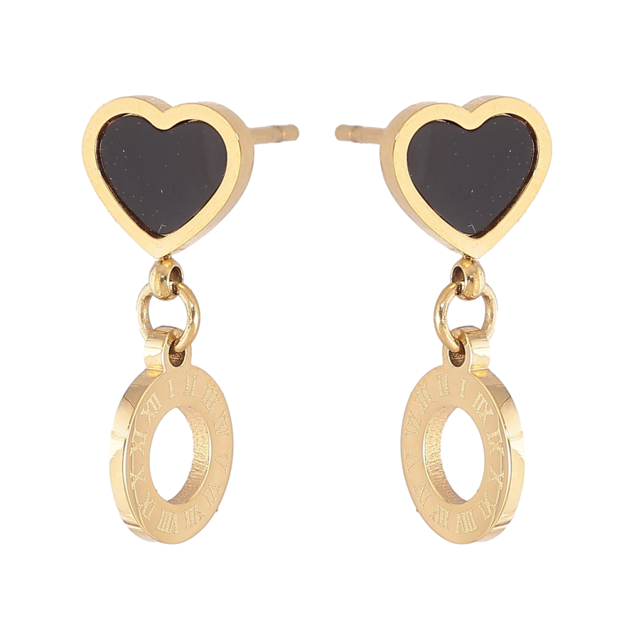 Серьги Xuping TTM Stainless Steel цвет 14K пусеты "Сердечки с круглыми подвесками" фото №1 Серьги Xuping TTM Stainless Steel цвет 14K пусеты "Сердечки с круглыми подвесками" фото №1