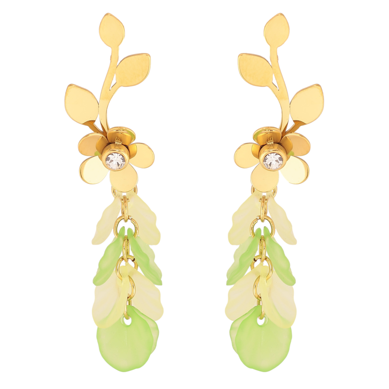 Серьги Xuping TTM Stainless Steel цвет 14К пусеты "Цветочные подвески" фото №1