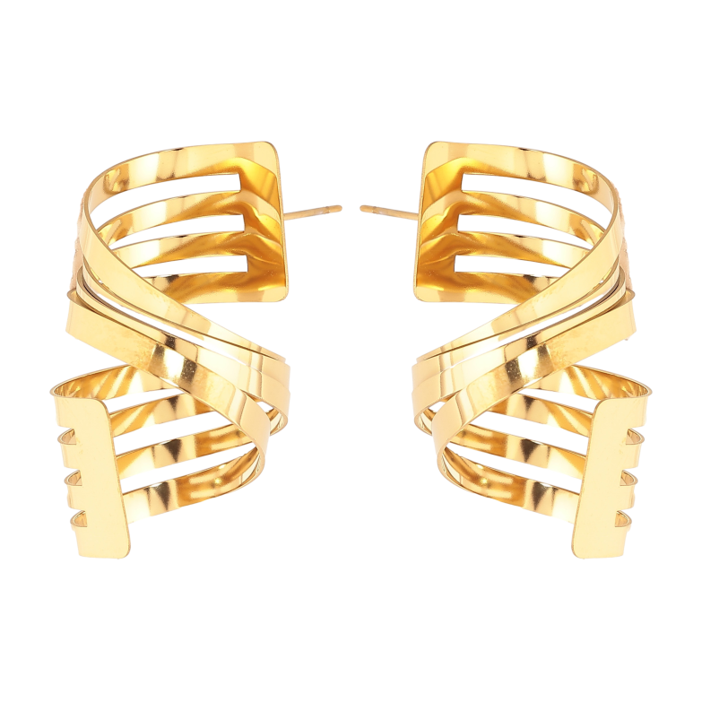 Серьги Xuping TTM Stainless Steel цвет 14К пусеты "Декоративные спирали" фото №1