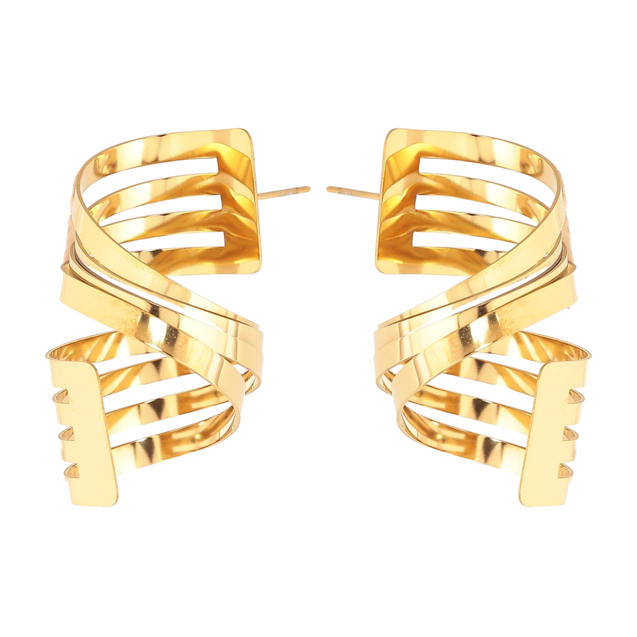 Сережки Xuping TTM Stainless Steel колір 14К пусети "Декоративні спіралі" фото №1