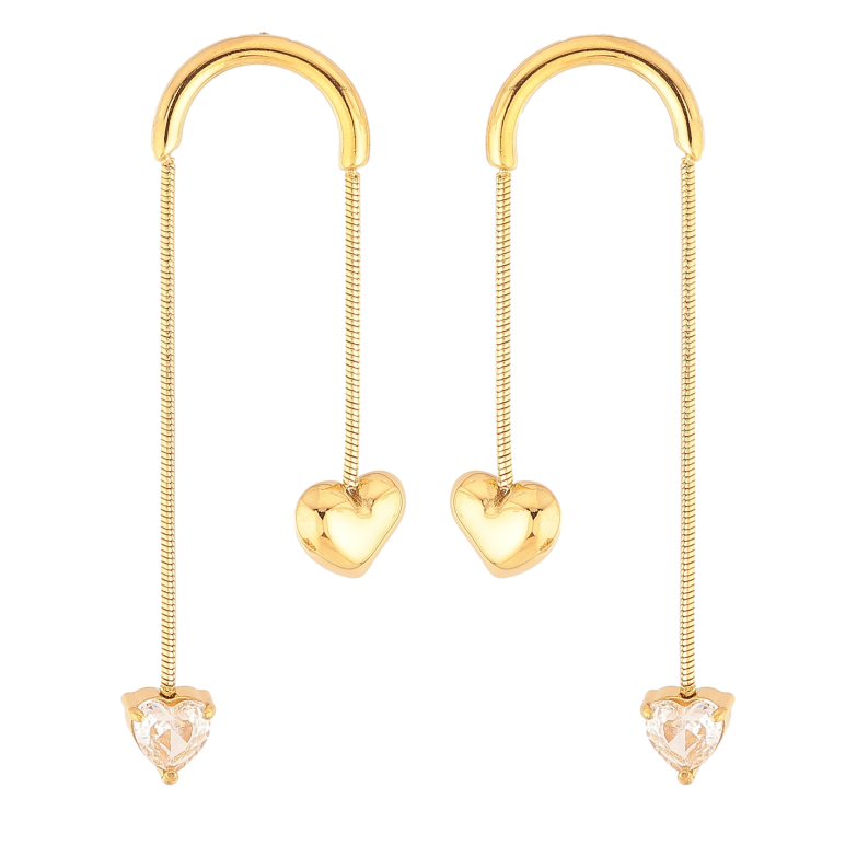 Сережки Xuping TTM Stainless Steel колір 14К пусети "Підвіски з сердечками" фото №1