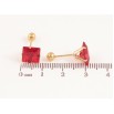 Серьги Xuping TTM Stainless Steel цвет 14K пусеты "Красные кристаллы" 8х8мм, застежки закрутки фото №2