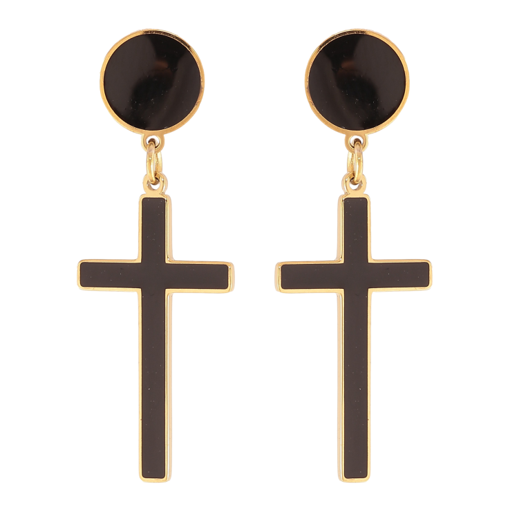 Серьги Xuping TTM Stainless Steel цвет 14K пусеты "Черные крестики" фото №14 Серьги Xuping TTM Stainless Steel цвет 14K пусеты "Черные крестики" фото №14