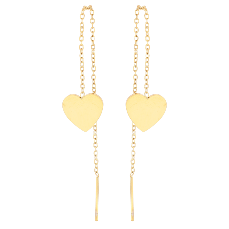 Сережки Xuping TTM Stainless Steel колір 14К протяжки "Сердечки" фото №5 Сережки Xuping TTM Stainless Steel колір 14К протяжки "Сердечки" фото №5