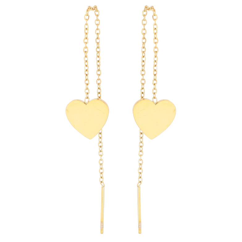 Серьги Xuping TTM Stainless Steel цвет 14К протяжки "Сердечки" фото №1