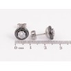 Серьги Xuping TTM Stainless Steel цвет Родий пусеты "Круги из черной керамики с кристаллами" ø 9мм фото №3