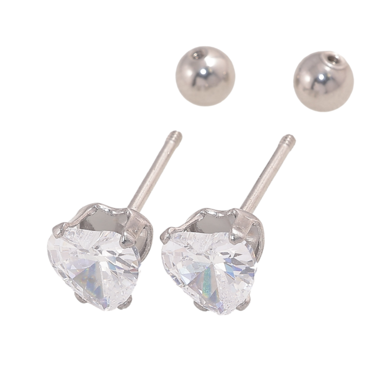 Серьги Xuping TTM Stainless Steel цвет Родий пусеты "Кристальные сердечки" 6х6мм, застежки закрутки фото №20 Серьги Xuping TTM Stainless Steel цвет Родий пусеты "Кристальные сердечки" 6х6мм, застежки закрутки фото №20