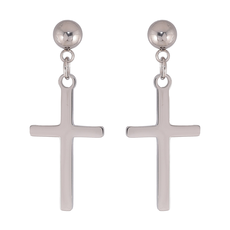 Серьги Xuping TTM Stainless Steel цвет Родий пусеты "Крестики" фото №1