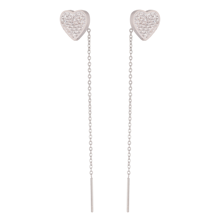 Серьги Xuping TTM Stainless Steel цвет Родий протяжки "Сердечки" фото №11 Серьги Xuping TTM Stainless Steel цвет Родий протяжки "Сердечки" фото №11