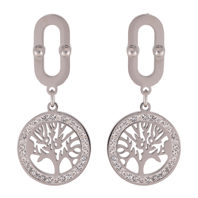 Сережки Xuping TTM Stainless Steel колір Родій пусети "Дерево життя" фото №1 Сережки Xuping TTM Stainless Steel колір Родій пусети "Дерево життя" фото №1
