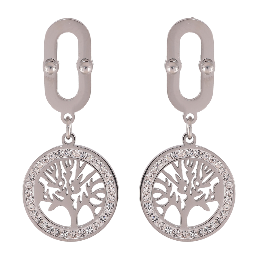 Серьги Xuping TTM Stainless Steel цвет Родий пусеты "Древо жизни" фото №1 Серьги Xuping TTM Stainless Steel цвет Родий пусеты "Древо жизни" фото №1