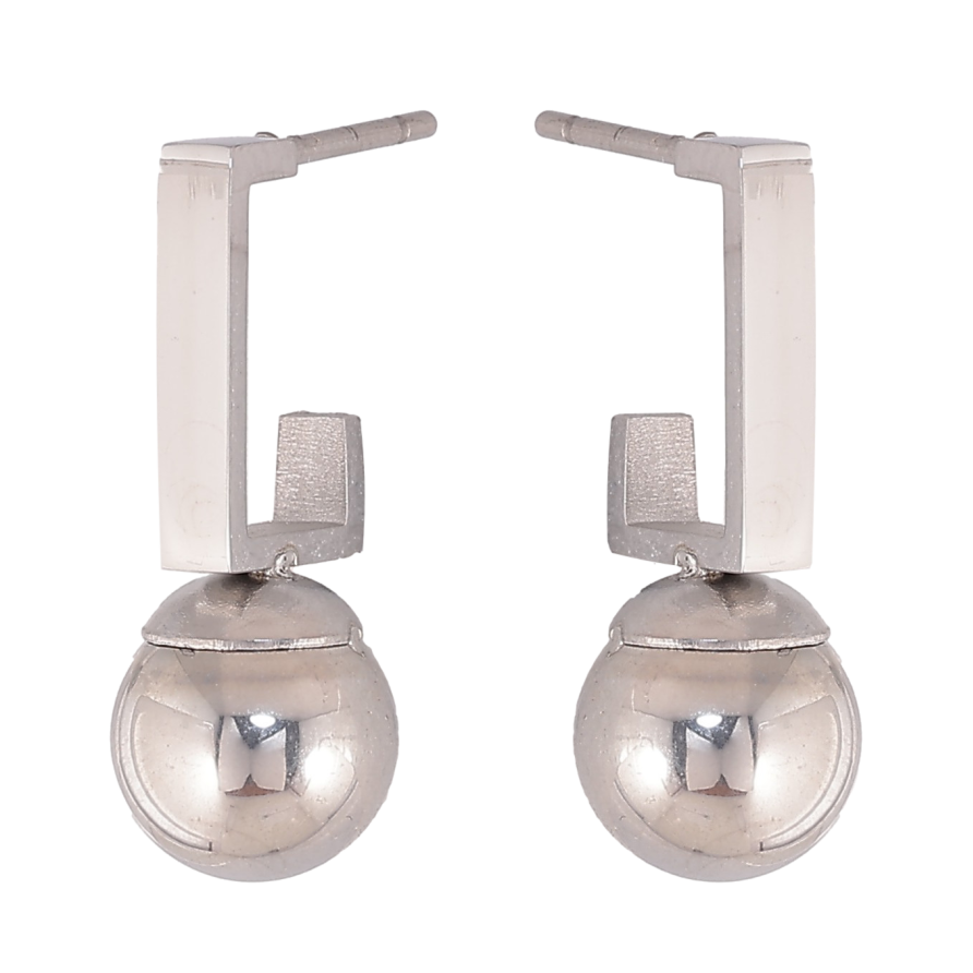 Серьги Xuping TTM Stainless Steel цвет Родий пусеты "Шарики на дужках" фото №1