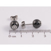 Сережки Xuping TTM Stainless Steel колір Родій пусети "Кульки з чорної кераміки" ø 8мм фото №2