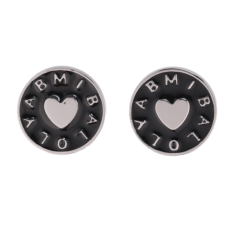 Серьги Xuping TTM Stainless Steel цвет Родий пусеты "Колечки с узором сердечки и черной эмалью" фото №18 Серьги Xuping TTM Stainless Steel цвет Родий пусеты "Колечки с узором сердечки и черной эмалью" фото №18