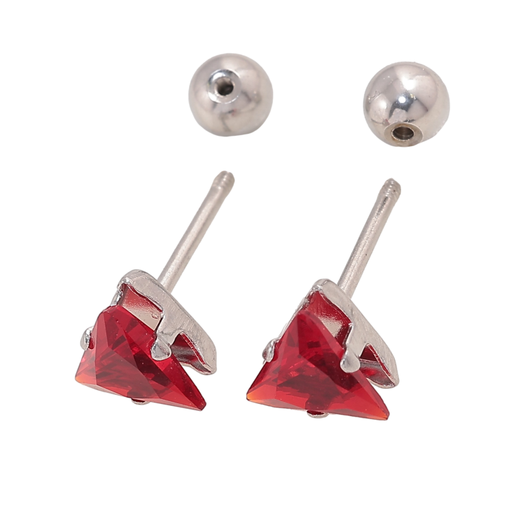 Серьги Xuping TTM Stainless Steel цвет Родий пусеты "Красные кристальные треугольники" 6х6мм, застежки закрутки фото №18 Серьги Xuping TTM Stainless Steel цвет Родий пусеты "Красные кристальные треугольники" 6х6мм, застежки закрутки фото №18