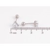 Сережки Xuping TTM Stainless Steel колір Родій пусети "Кристальні трикутники"  6х6мм, застібки закрутки фото №2