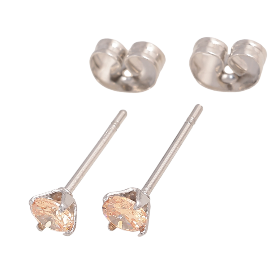 Серьги Xuping TTM Stainless Steel цвет Родий пусеты "Персиковые кристаллы в 4-х крапановой оправе" ø 4мм фото №1 Серьги Xuping TTM Stainless Steel цвет Родий пусеты "Персиковые кристаллы в 4-х крапановой оправе" ø 4мм фото №1
