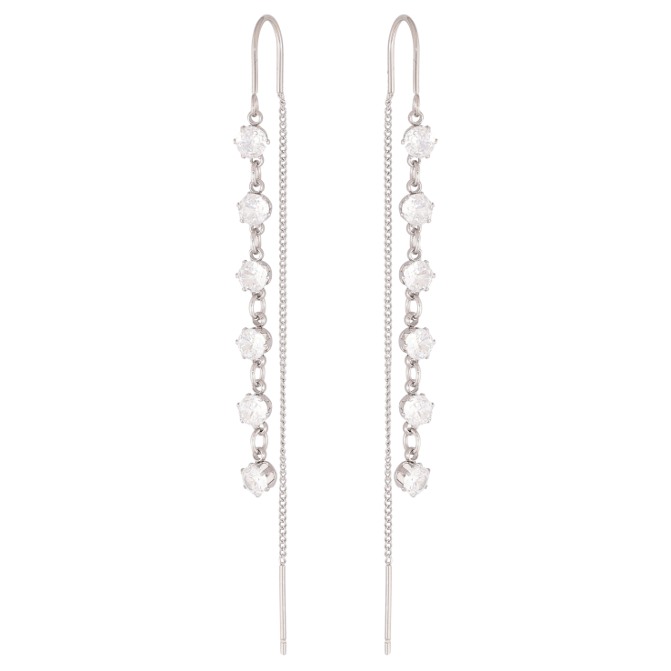 Серьги Xuping TTM Stainless Steel цвет Родий протяжки "Дорожки кристаллов" фото №25 Серьги Xuping TTM Stainless Steel цвет Родий протяжки "Дорожки кристаллов" фото №25