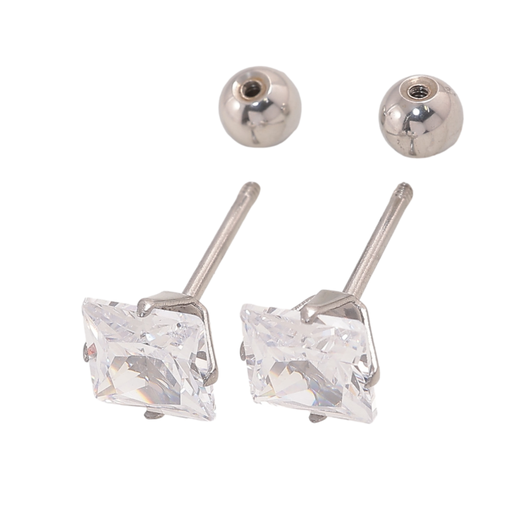 Серьги Xuping TTM Stainless Steel цвет Родий пусеты "Кристаллы" 6х6мм, застежки закрутки фото №14 Серьги Xuping TTM Stainless Steel цвет Родий пусеты "Кристаллы" 6х6мм, застежки закрутки фото №14