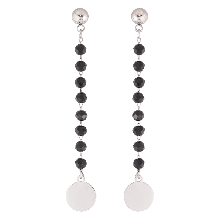 Серьги Xuping TTM Stainless Steel цвет Родий пусеты "Подвески с черными бусинами" фото №14 Серьги Xuping TTM Stainless Steel цвет Родий пусеты "Подвески с черными бусинами" фото №14