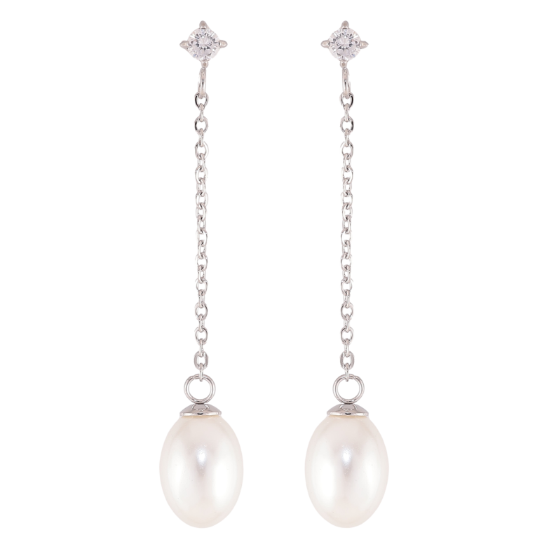 Сережки Xuping TTM Stainless Steel колір Родій пусети "Перлинні підвіски" фото №1 Сережки Xuping TTM Stainless Steel колір Родій пусети "Перлинні підвіски" фото №1