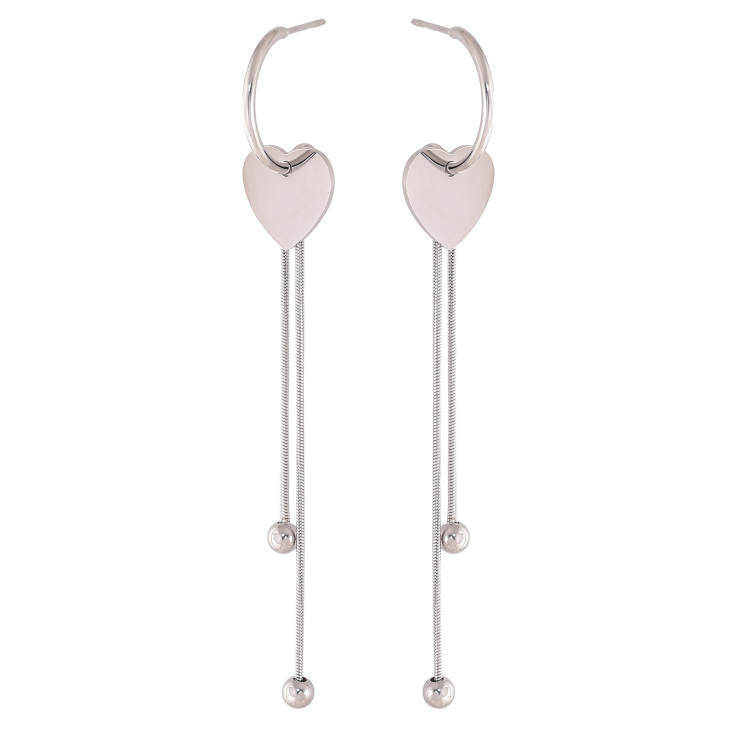 Серьги Xuping TTM Stainless Steel цвет Родий пусеты "Подвески с сердечками" фото №3 Серьги Xuping TTM Stainless Steel цвет Родий пусеты "Подвески с сердечками" фото №3