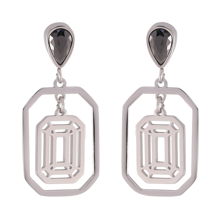 Серьги Xuping TTM Stainless Steel цвет Родий пусеты "Декоративные подвески с черными кристаллами" фото №13 Серьги Xuping TTM Stainless Steel цвет Родий пусеты "Декоративные подвески с черными кристаллами" фото №13