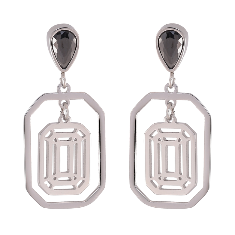 Сережки Xuping TTM Stainless Steel колір Родій пусети "Декоративні підвіски з чорними кристалами" фото №1 Сережки Xuping TTM Stainless Steel колір Родій пусети "Декоративні підвіски з чорними кристалами" фото №1