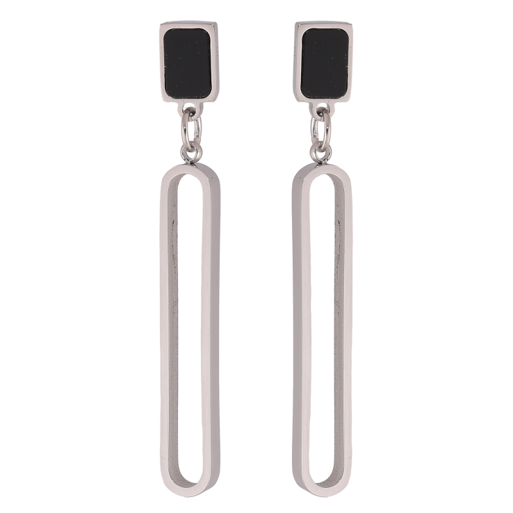 Серьги Xuping TTM Stainless Steel цвет Родий пусеты "Подвески с черными вставками" фото №23 Серьги Xuping TTM Stainless Steel цвет Родий пусеты "Подвески с черными вставками" фото №23
