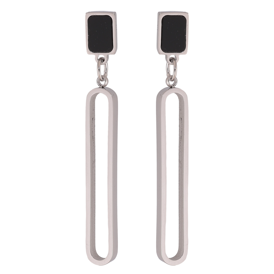 Серьги Xuping TTM Stainless Steel цвет Родий пусеты "Подвески с черными вставками" фото №1 Серьги Xuping TTM Stainless Steel цвет Родий пусеты "Подвески с черными вставками" фото №1