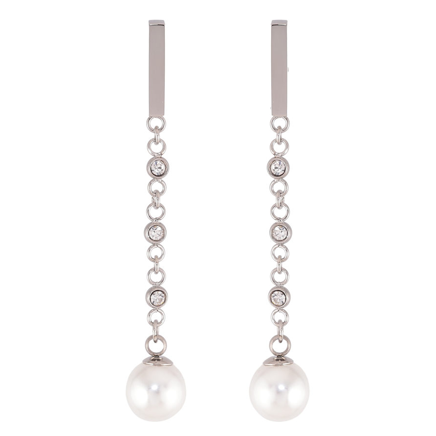 Серьги Xuping TTM Stainless Steel цвет Родий пусеты "Жемчужные подвески" фото №1 Серьги Xuping TTM Stainless Steel цвет Родий пусеты "Жемчужные подвески" фото №1