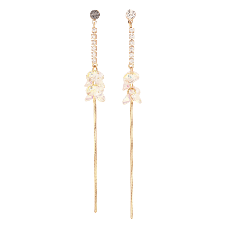 Серьги Xuping цвет 18K с кристаллами Swarovski пусеты "Ассиметричные подвески с кристаллами Shimmer" фото №7