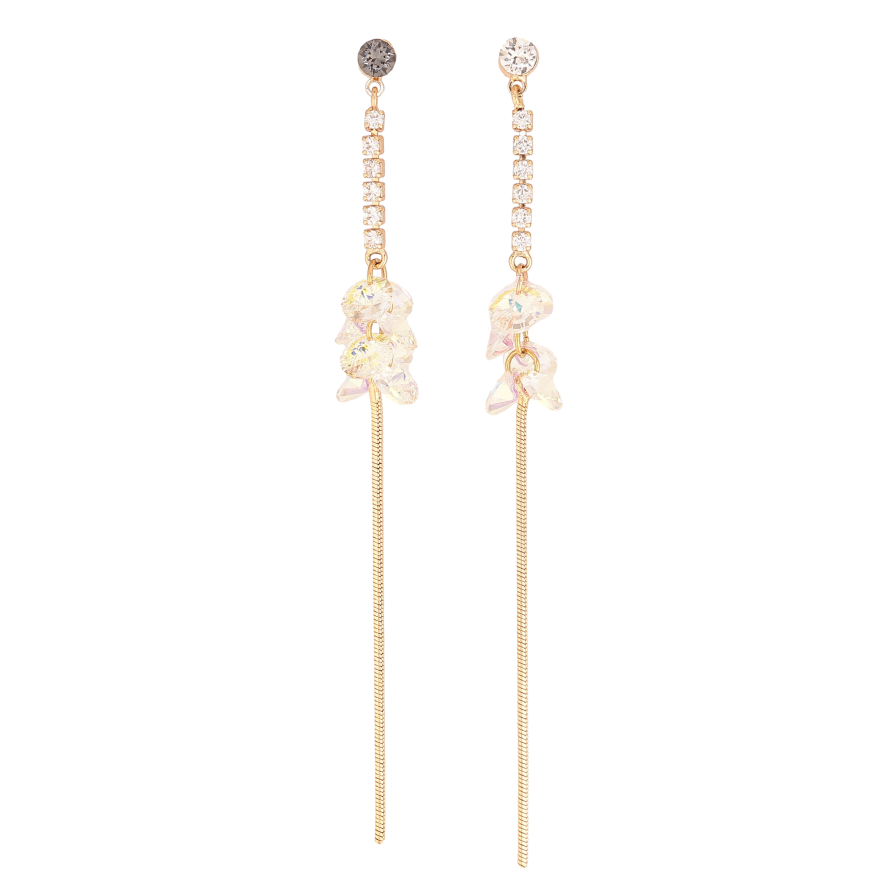 Серьги Xuping цвет 18K с кристаллами Swarovski пусеты "Ассиметричные подвески с кристаллами Shimmer" фото №1 Серьги Xuping цвет 18K с кристаллами Swarovski пусеты "Ассиметричные подвески с кристаллами Shimmer" фото №1
