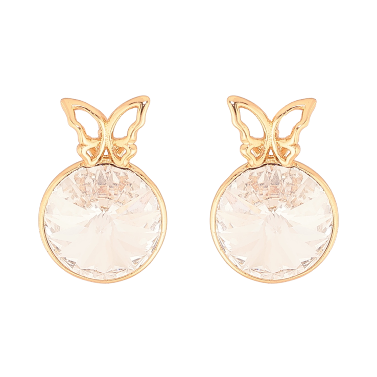 Серьги Xuping цвет 18K с кристаллами Swarovski пусеты "Кристаллы Clear с бабочками" фото №22