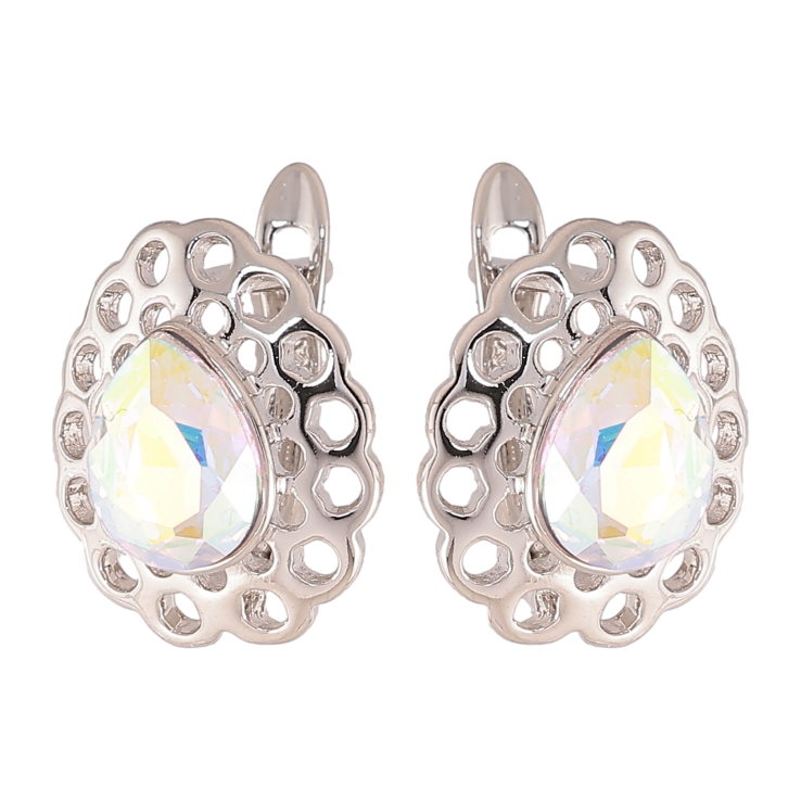 Серьги Xuping цвет Родий с кристаллами Swarovski английский замок "Узор с кристаллами АВ" фото №24 Серьги Xuping цвет Родий с кристаллами Swarovski английский замок "Узор с кристаллами АВ" фото №24