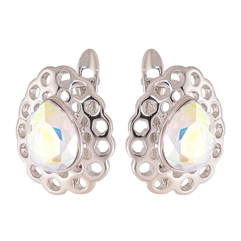 Серьги Xuping цвет Родий с кристаллами Swarovski английский замок "Узор с кристаллами АВ" фото №5 Серьги Xuping цвет Родий с кристаллами Swarovski английский замок "Узор с кристаллами АВ" фото №5