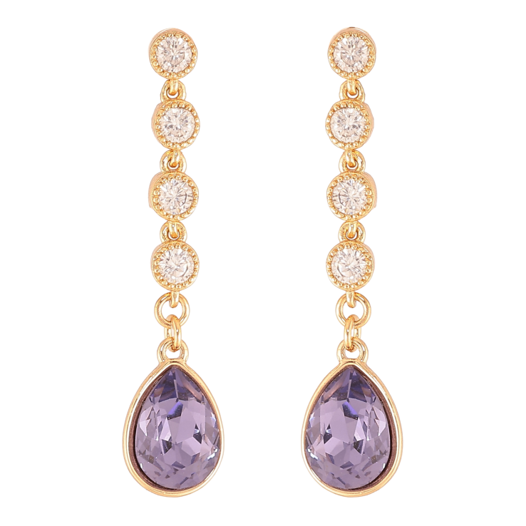 Серьги Xuping цвет 18K с кристаллами Swarovski пусеты "Подвески с кристаллами Tanzanite" фото №6
