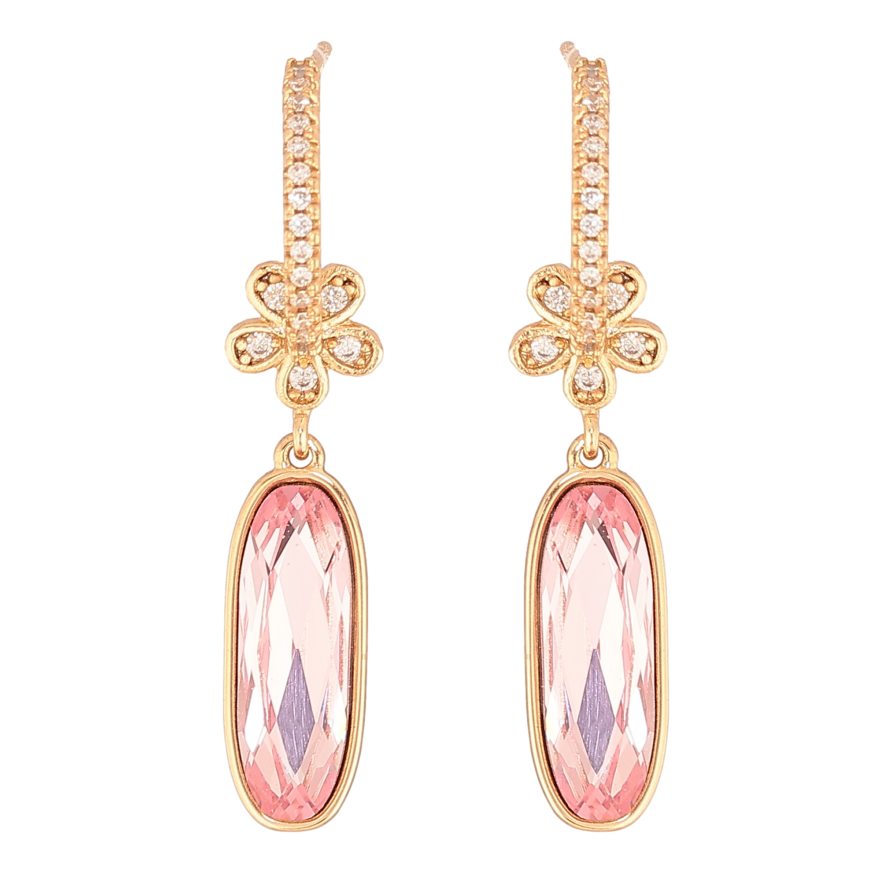 Серьги Xuping цвет 18K с кристаллами Swarovski пусеты "Подвески с кристаллами Rose и цветочками" фото №1 Серьги Xuping цвет 18K с кристаллами Swarovski пусеты "Подвески с кристаллами Rose и цветочками" фото №1