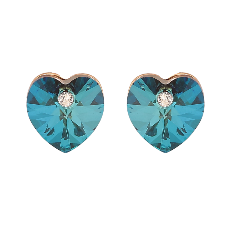 Серьги Xuping цвет 18K с кристаллами Swarovski пусеты "Сердечки Metallic Blue" фото №21