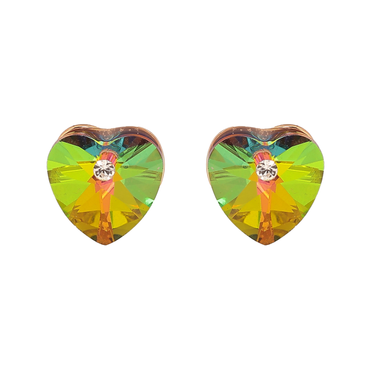 Серьги Xuping цвет 18K с кристаллами Swarovski пусеты "Сердечки Vitrail Medium" фото №19