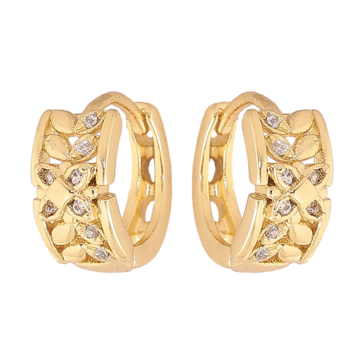 Сережки Xuping колір Позолота 14K колечка "Візерунок з кристалами" фото №14